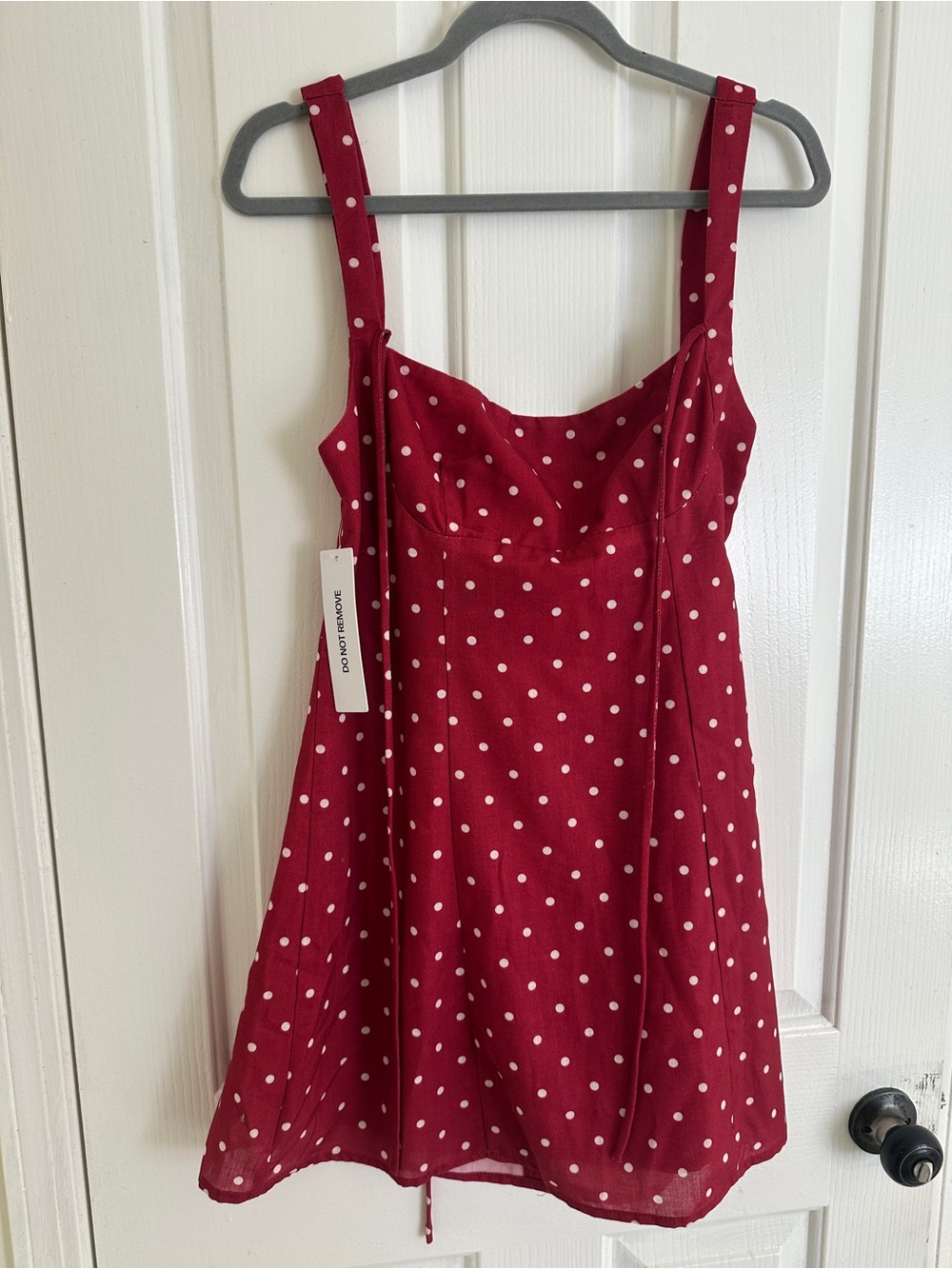 Princess Polly Burgundy Polka Dot Square-Neck Mini Dress - Picture 3 of 3